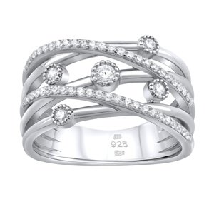 Luxusný strieborný prsteň ADHARA so zirkónmi veľkosť obvod 47 mm