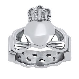 Oceľový prsteň Claddagh - AKCIA veľkosť obvod 56 mm