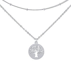 Oceľový dvojitý náhrdelník strom života Moris
