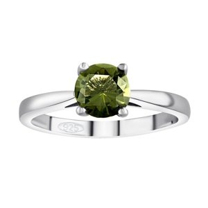 Strieborný prsteň Edera s pravým Vltavínom veľkosť obvod 59 mm