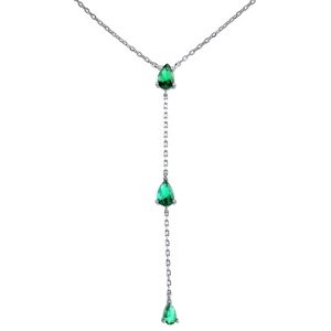 Strieborný náhrdelník Gryn so zelenými zirkónmi Brilliance Zirconia