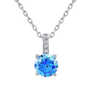 Strieborný náhrdelník so svetlo modrými Swarovski® Zirconia 7 mm