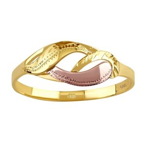 Zlatý prsteň s ručným rytím Kaira zo žltého a ružového zlata veľkosť obvod 58 mm