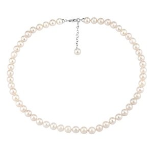 Perlový náhrdelník z prírodných bielych perál so strieborným zapínaním