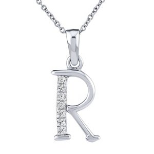 Strieborný náhrdelník s príveskom písmena R s Brilliance Zirconia