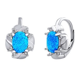 CARISSA strieborné náušnice so syntetickým modrým opálom