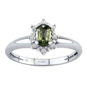 Strieborný prsteň Lina s pravým Vltavínom a Brilliance Zirconia veľkosť obvod 58 mm