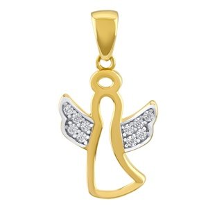 Zlatý prívesok anjel s Brilliance Zirconia v krídlach