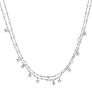 ROSATO strieborný dvojitý náhrdelník s hviezdičkami a zirkónmi RORZC019
