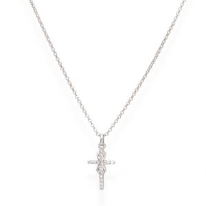 AMEN strieborný náhrdelník krížik s nekonečnom CLCRINBB