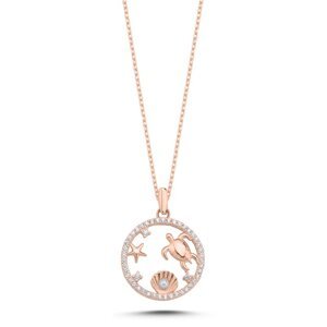 Klenoty Amber Strieborný náhrdelník Pod hladinou- ružové pozlátenie