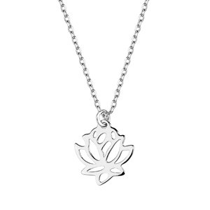 Klenoty Amber Strieborný náhrdelník s kvetom lotosu