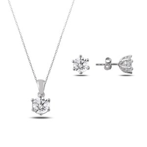 Klenoty Amber Strieborná sada šperkov - náušnice, náhrdelník