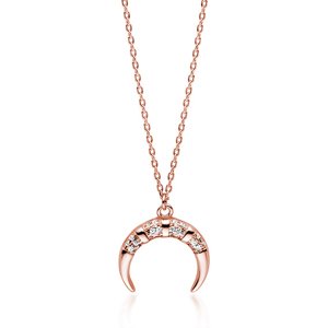 Klenoty Amber Strieborný náhrdelník polmesiac so zirkónmi - ružové pozlátenie