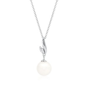 Klenoty Amber Strieborný náhrdelník - perla s čírym zirkónom