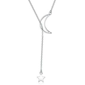 Klenoty Amber Strieborný náhrdelník Moon and Star