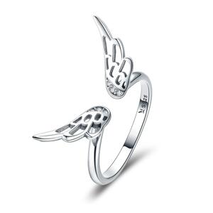 Strieborný prsteň anjelské krídla so zirkónmi