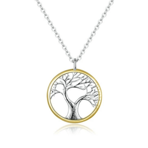 Klenoty Amber Strieborný strom života so žltým pozlátením - prívesok vrátane retiazky