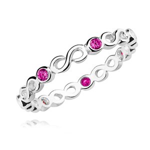 Klenoty Amber Strieborný prsteň nekonečno so žiarivým ružovým zirkónom Veľkosť: 16