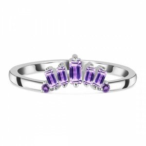 Klenoty Amber Luxusný strieborný prsteň s ametystom Queen Veľkosť: 57