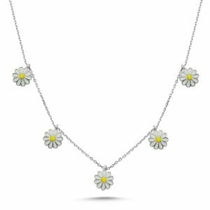 Klenoty Amber Strieborný náhrdelník sedmokrásky