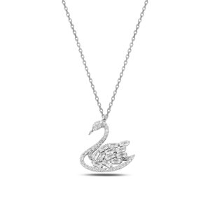 Klenoty Amber Strieborný náhrdelník labuť so zirkónmi