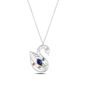 Klenoty Amber Strieborný náhrdelník labuť