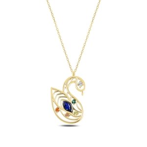 Klenoty Amber Strieborný pozlátený náhrdelník labuť