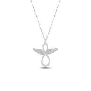 Klenoty Amber Strieborný náhrdelník nekonečno s anjelskými krídlami