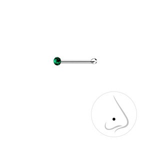Klenoty Amber Náušnice do nosa - piercing, zelený kryštál Emerald 1,5 mm