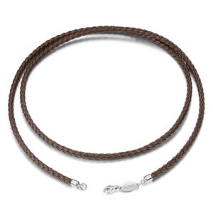 OLIVIE Kožená hnedá pletená šnúrka 40cm, tl.3 mm 6030 Ag 925; ≤3,5 g.