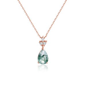 OLIVIE Strieborný náhrdelník MACHOVÝ ACHÁT ROSE 8417 Ag 925; ≤2,5 g.